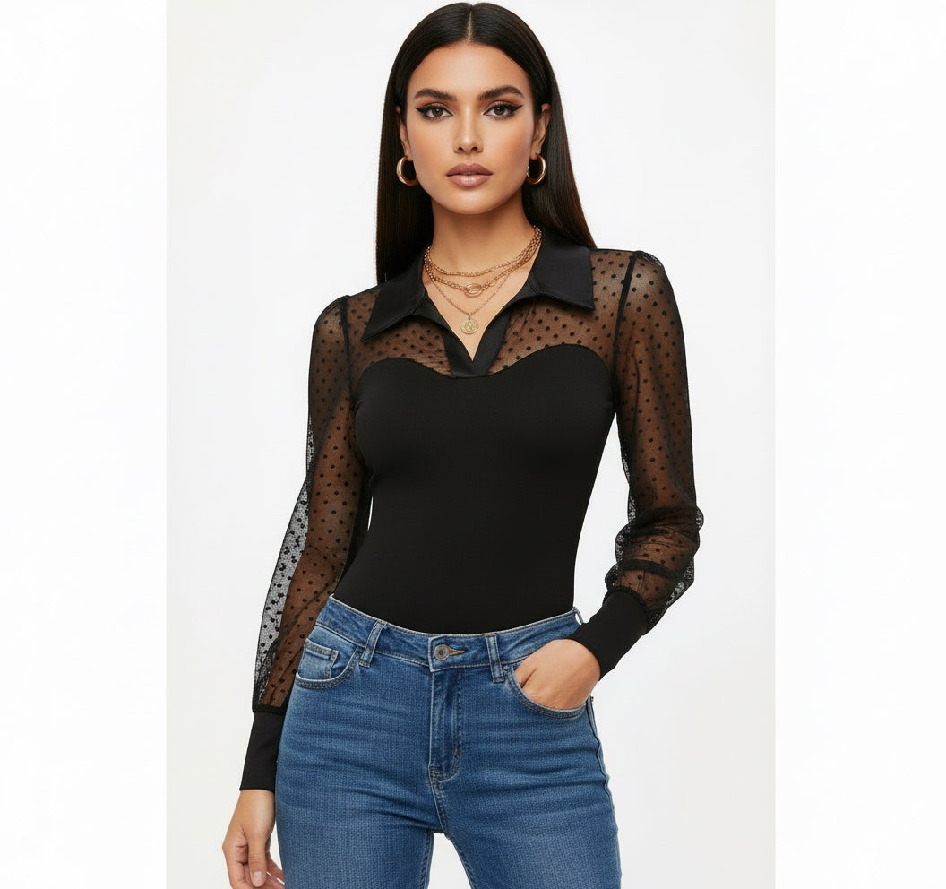 Sheer Temptation Collared Top
