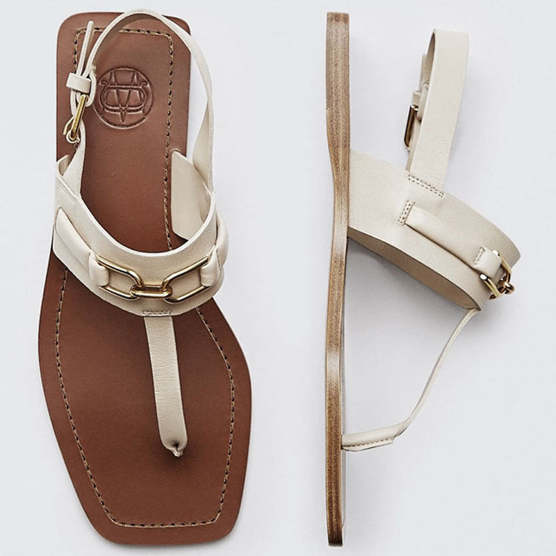 Sleek Buckle-Accent Flip-Flops