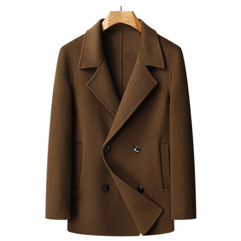 Classic Wool Short Double-Breasted Overcoat