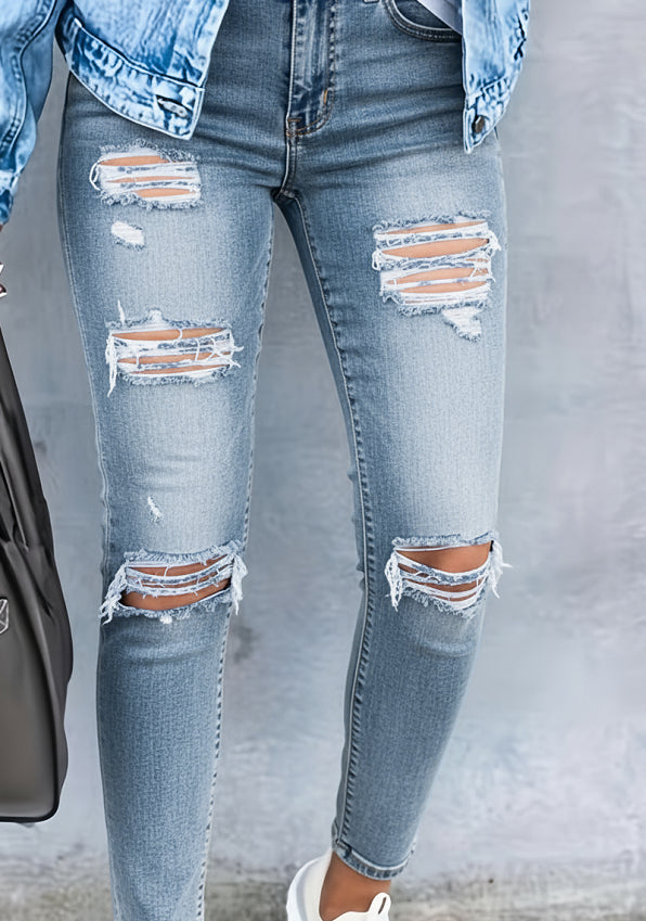 High-Rise Distressed Skinny Jeans (Multiple Colors Available)