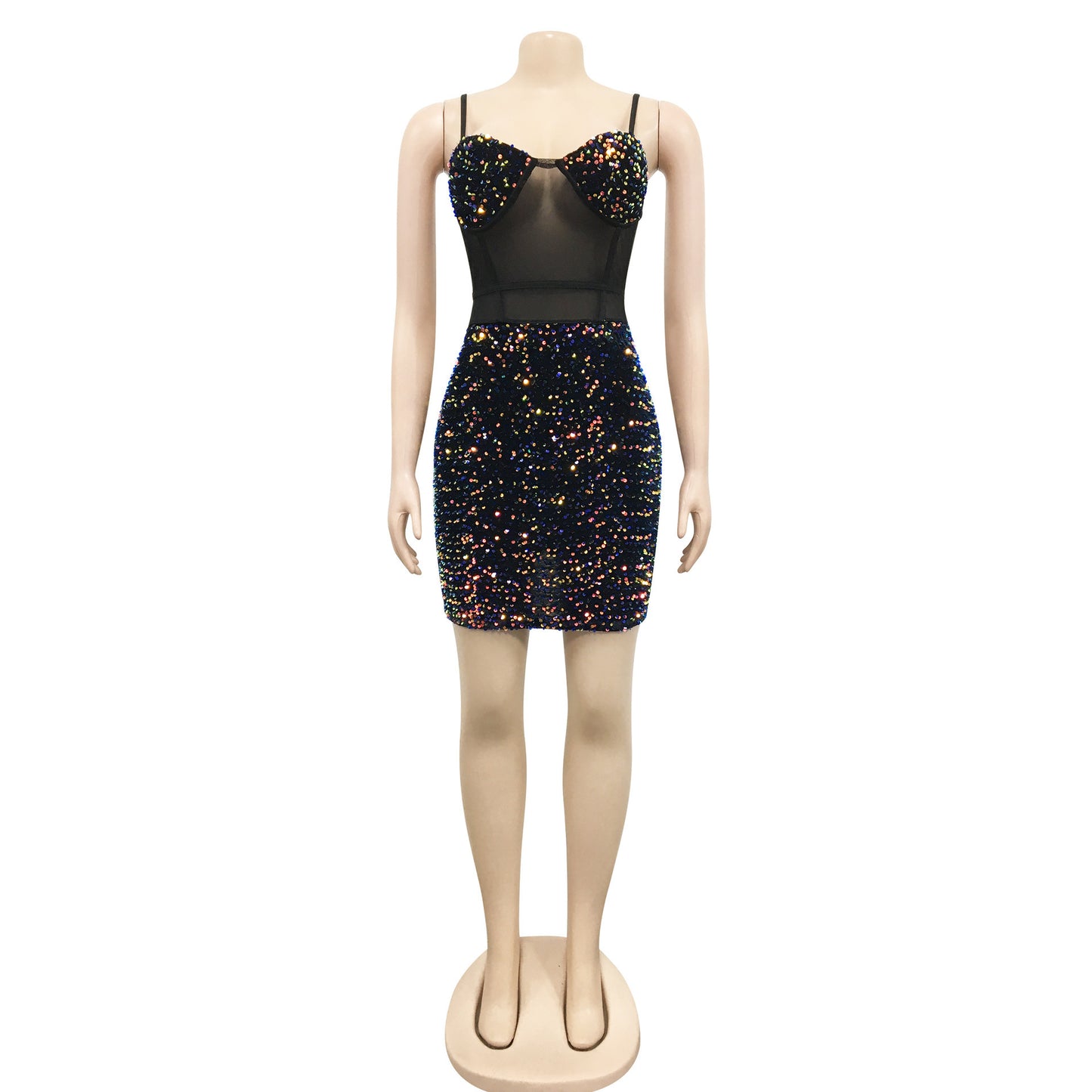 Stardust Mesh Sequin Mini Dress