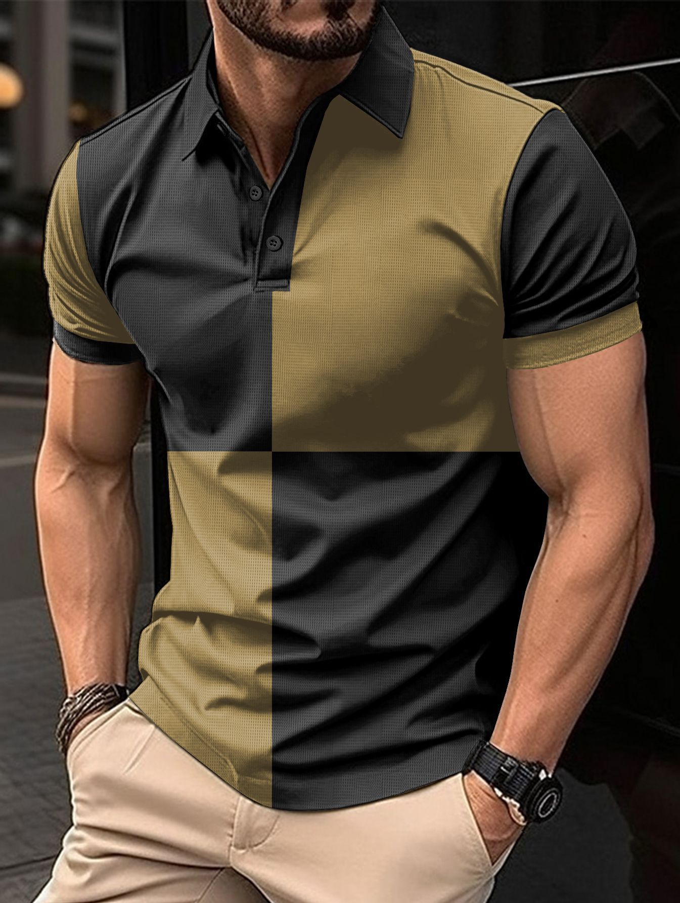 Men's Color-Blocked Polo Shirt