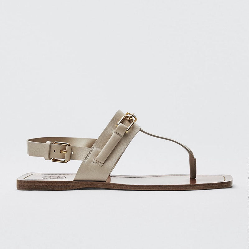 Sleek Buckle-Accent Flip-Flops