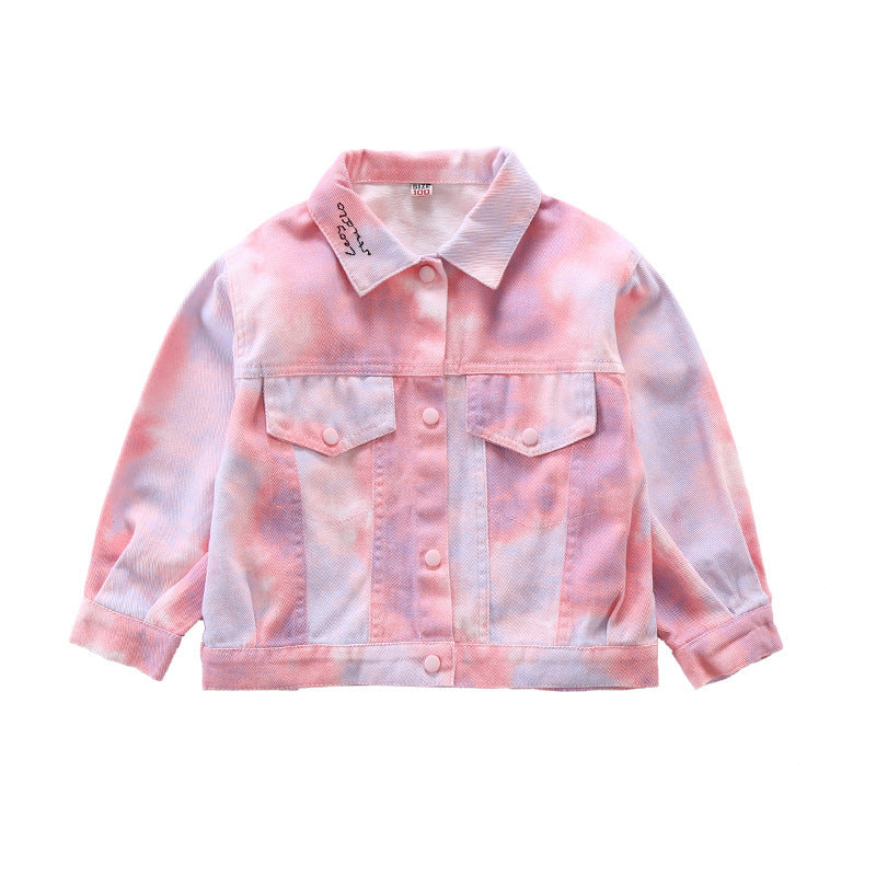 Cross-Border Tie-Dye Denim Jacket for Girls