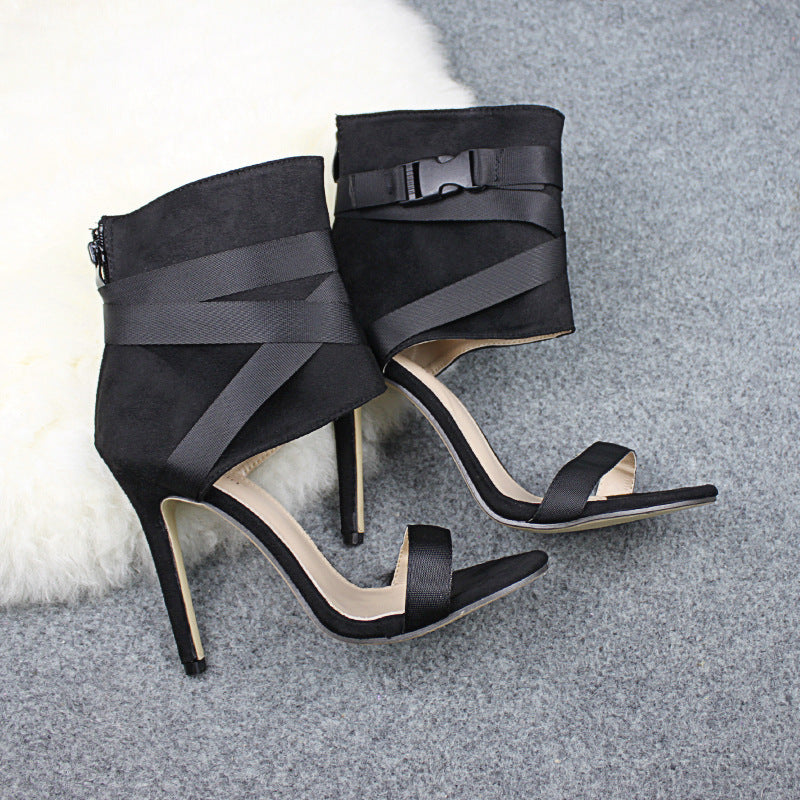 "Strapped In Style " Open Toe Stiletto Heels