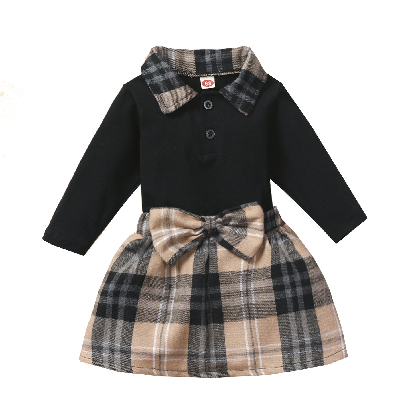 Trendy Plaid Shirt & Skirt Set – Stylish Long-Sleeve Combo for Girls