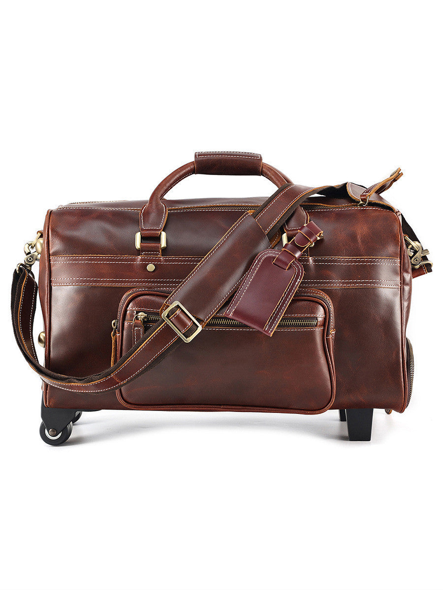 Leather Retro Portable Traveler Bag For Men & Women