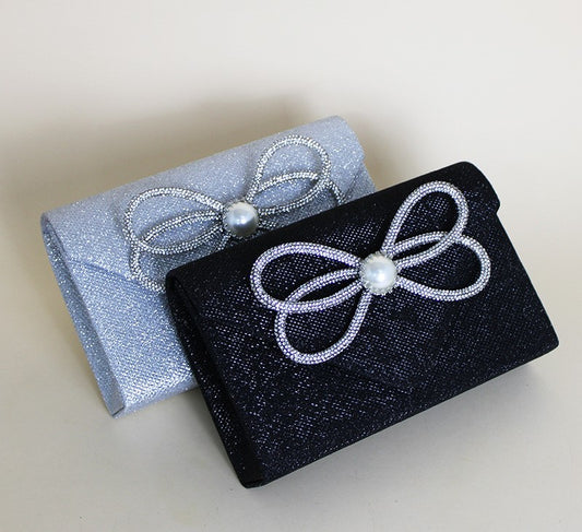 Diamond Bow Clutch Purse