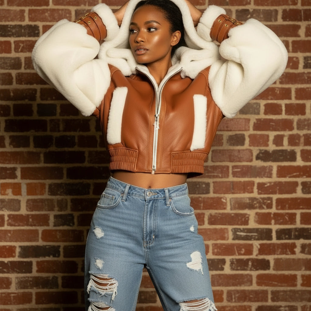 Brown Sugar Shearling Bomber