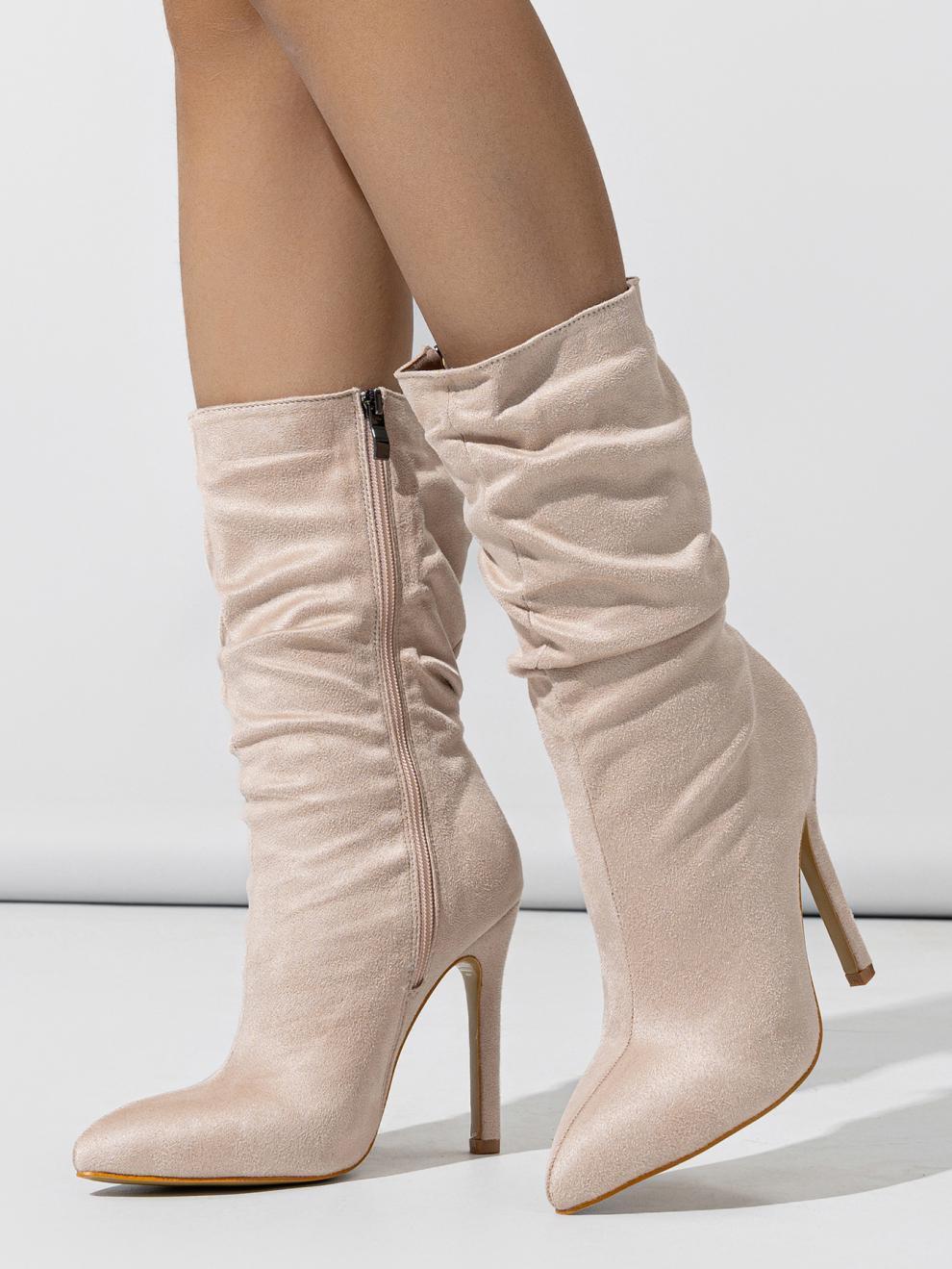 Street Stiletto Pointed Toe Mid Calf Boots