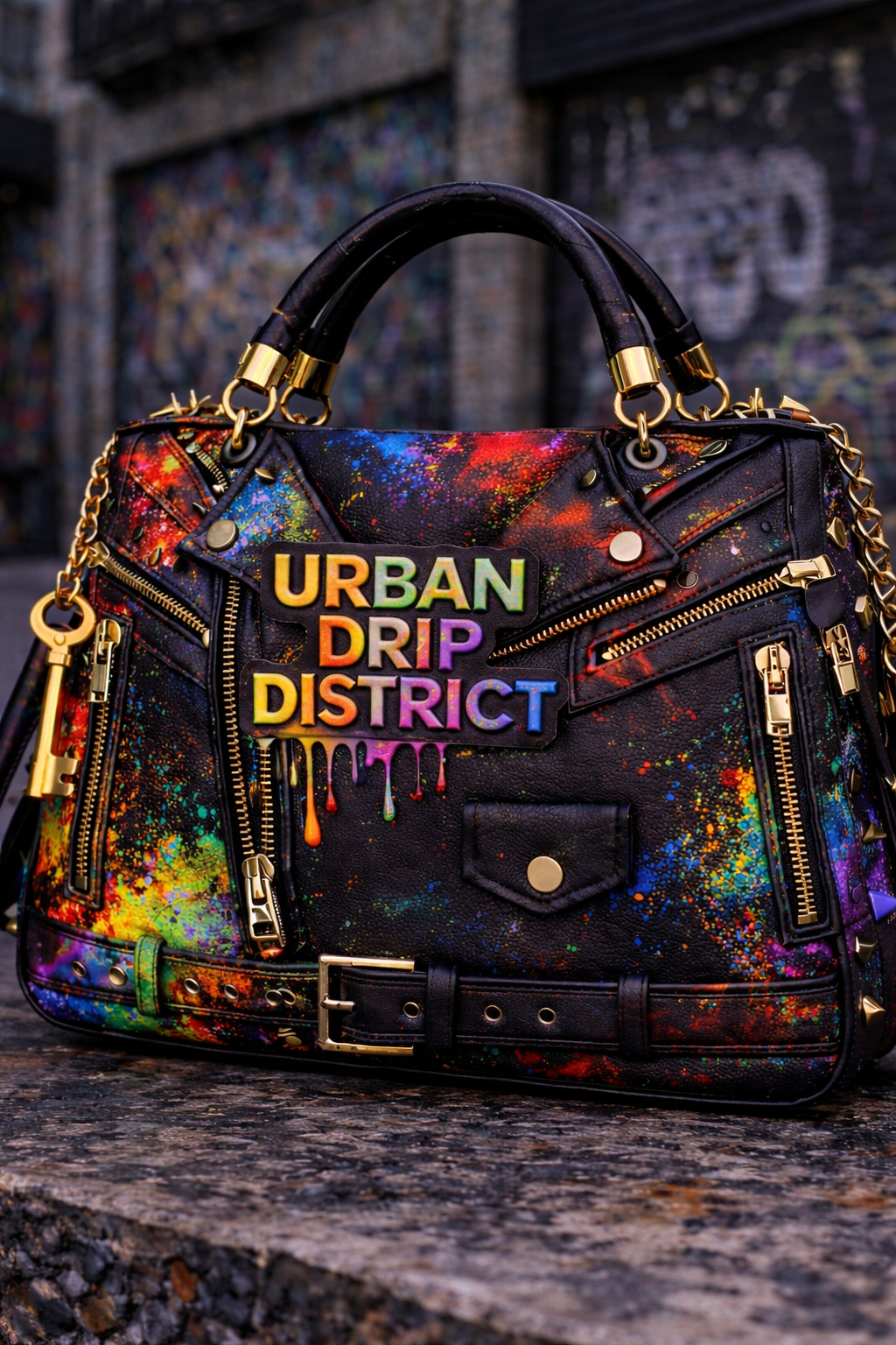 Graffiti Moto Leather Bag